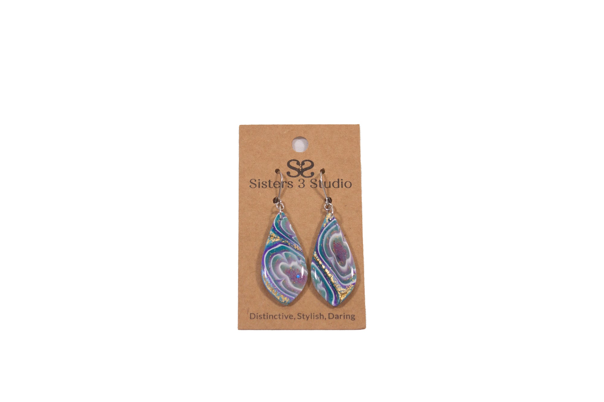 Teal Green & Purple Geode Polymer Clay Jewelry