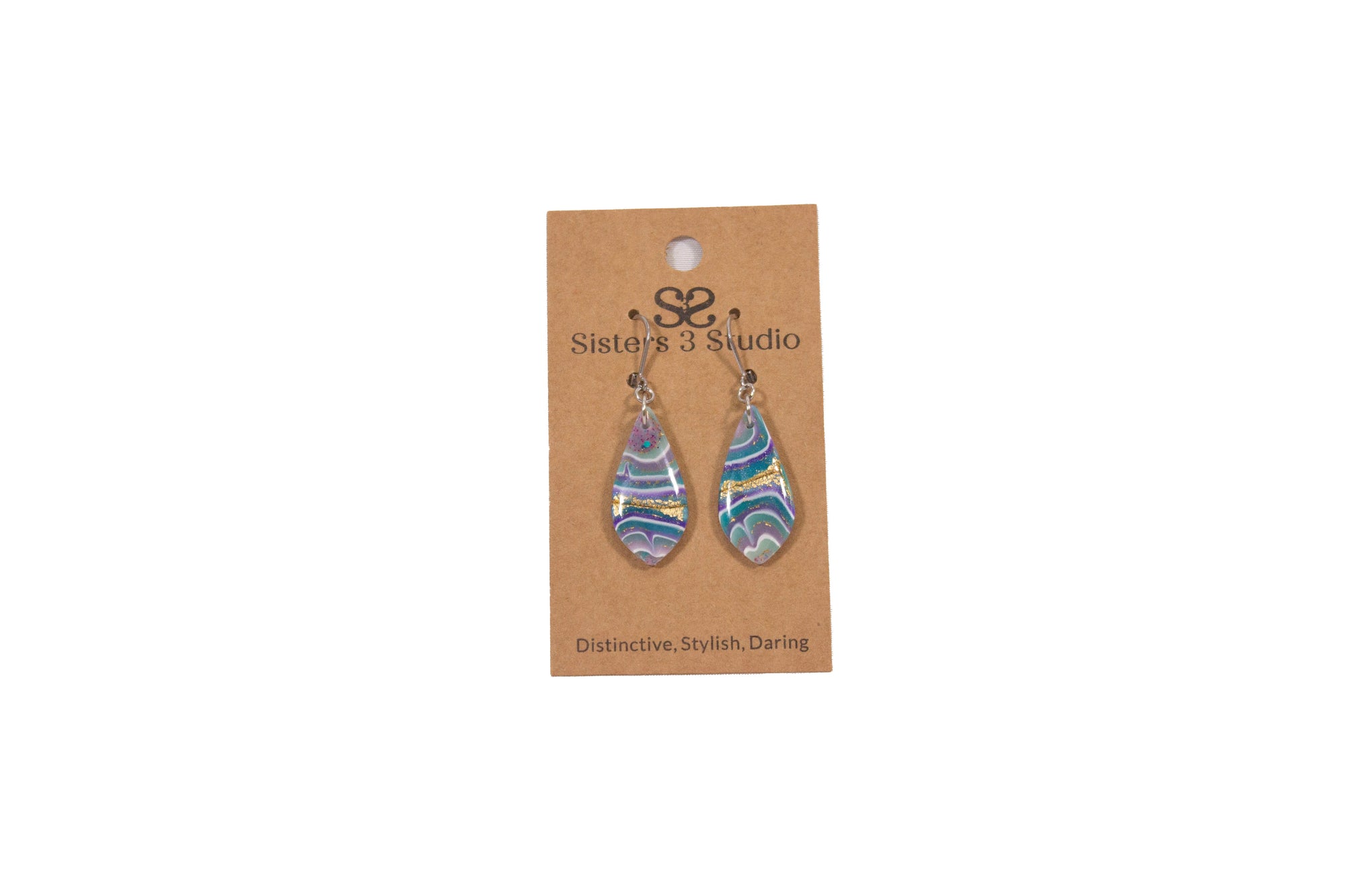 Teal Green & Purple Geode Polymer Clay Jewelry