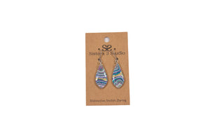 Teal Green & Purple Geode Polymer Clay Jewelry