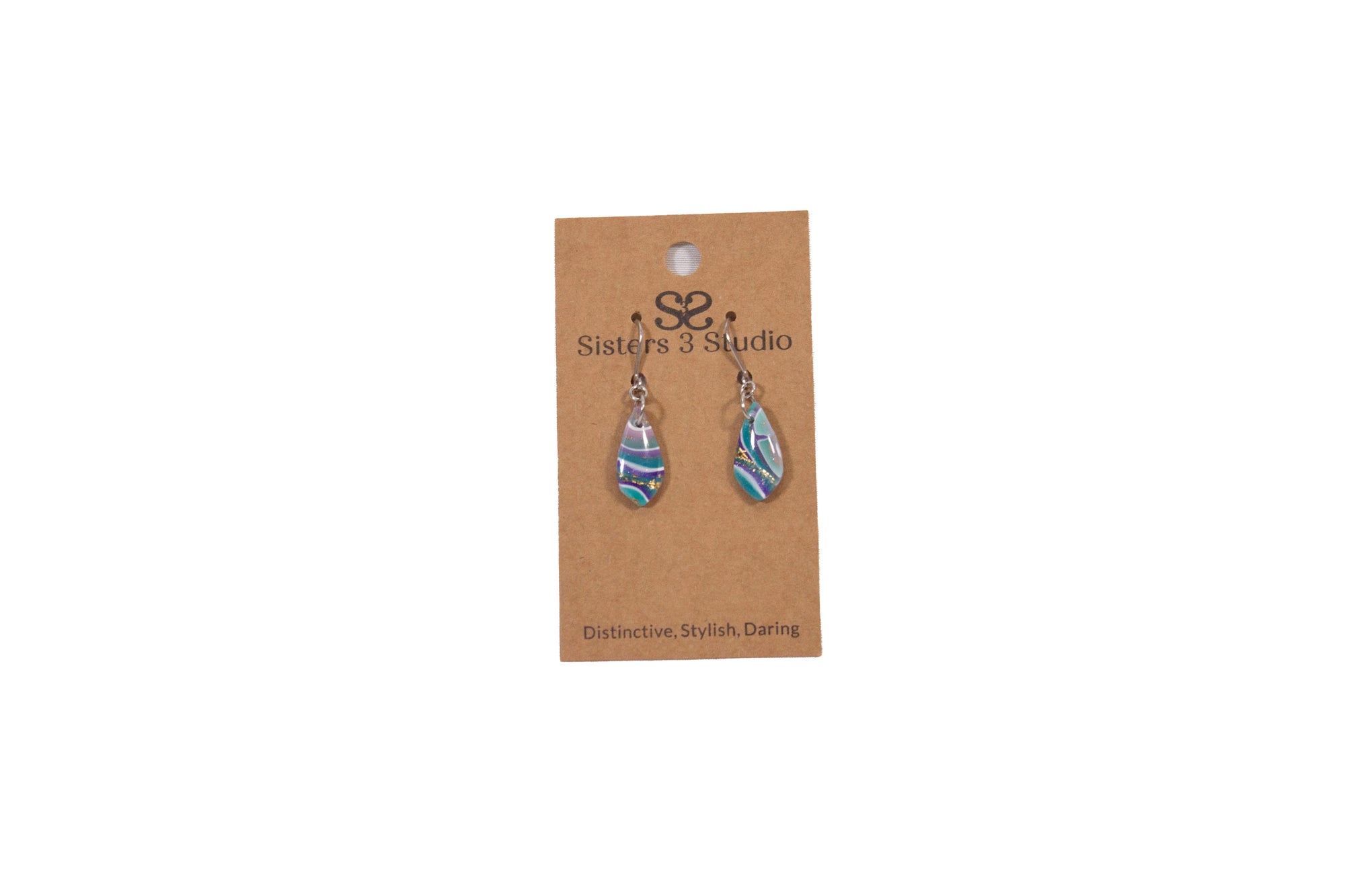 Teal Green & Purple Geode Polymer Clay Jewelry