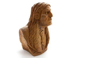 Large Native American Bust Wood Carving