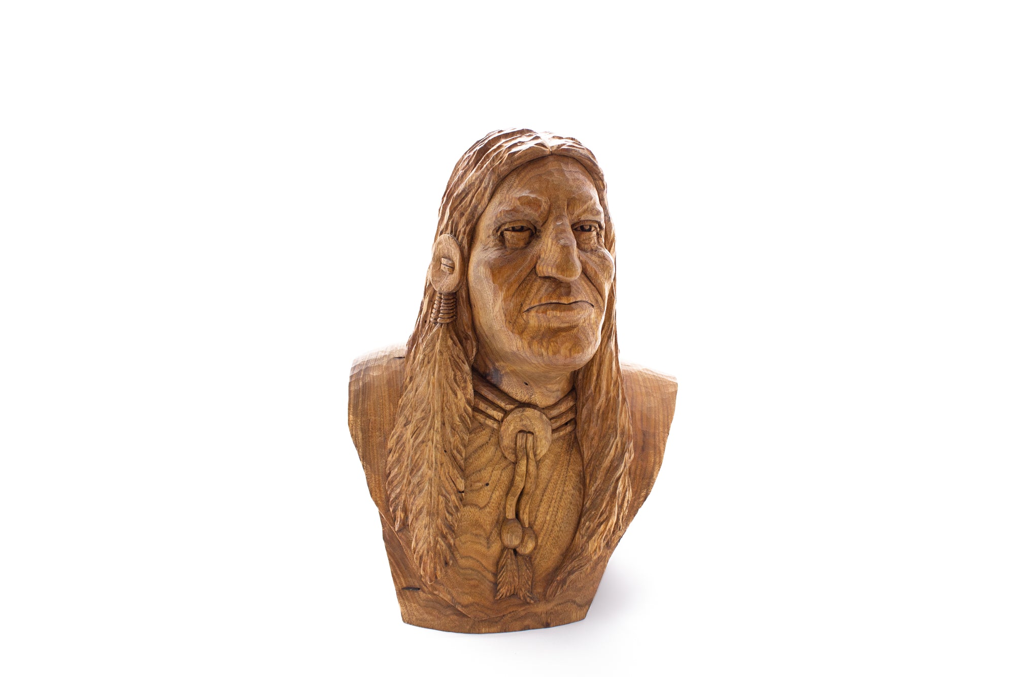 Large Native American Bust Wood Carving (Pick Up or In Person Purchase Only)