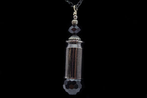 Black Glass Bullet Necklace (30" Chain)