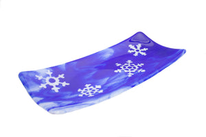 Glass Snowflake Tray (Blue)
