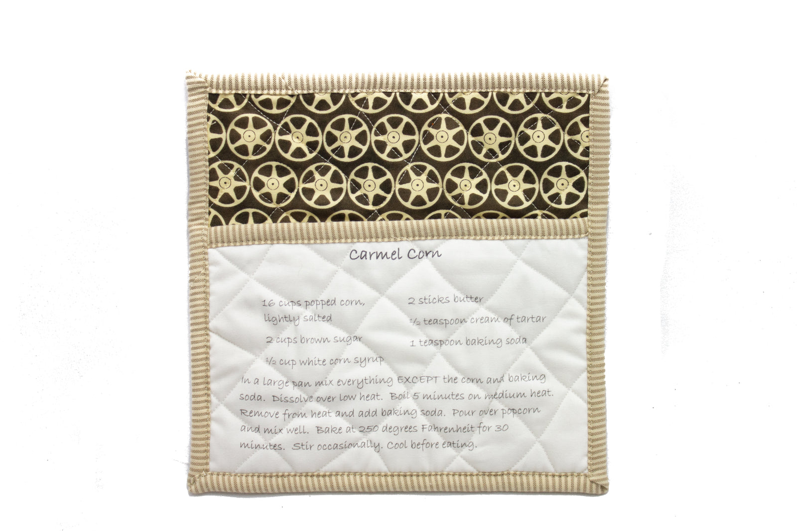 Quilted Potholder (Carmel Corn Recipe)