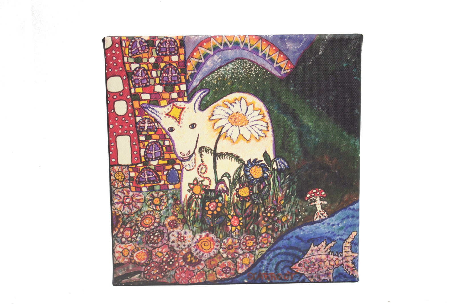 Daisy the Mountain Goat on Canvas (8x8)