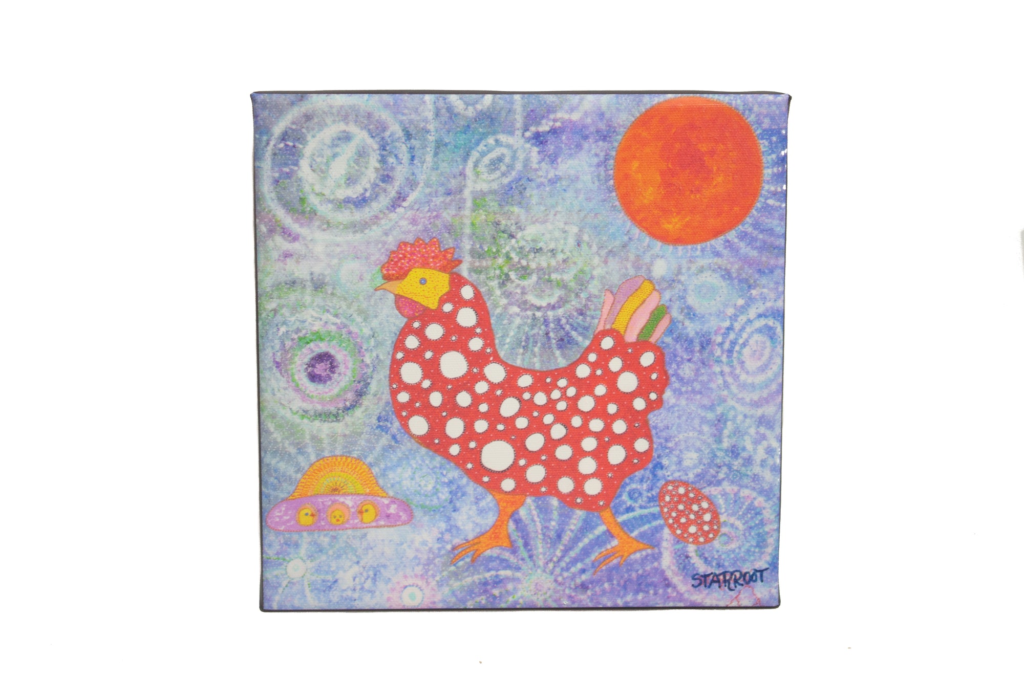 Magic Polka Dot Chicken on Canvas (8x8)