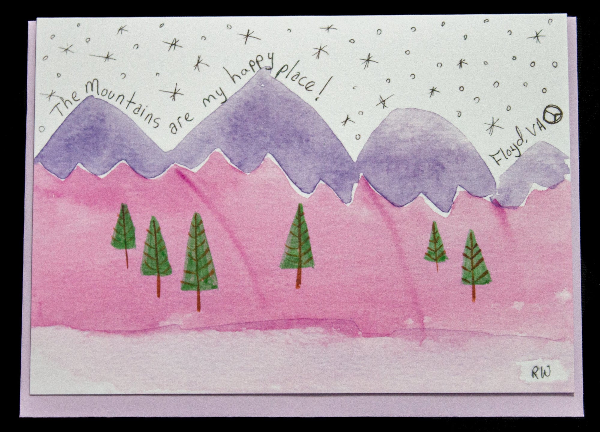Watercolor Card (Pink Floyd Mountains)