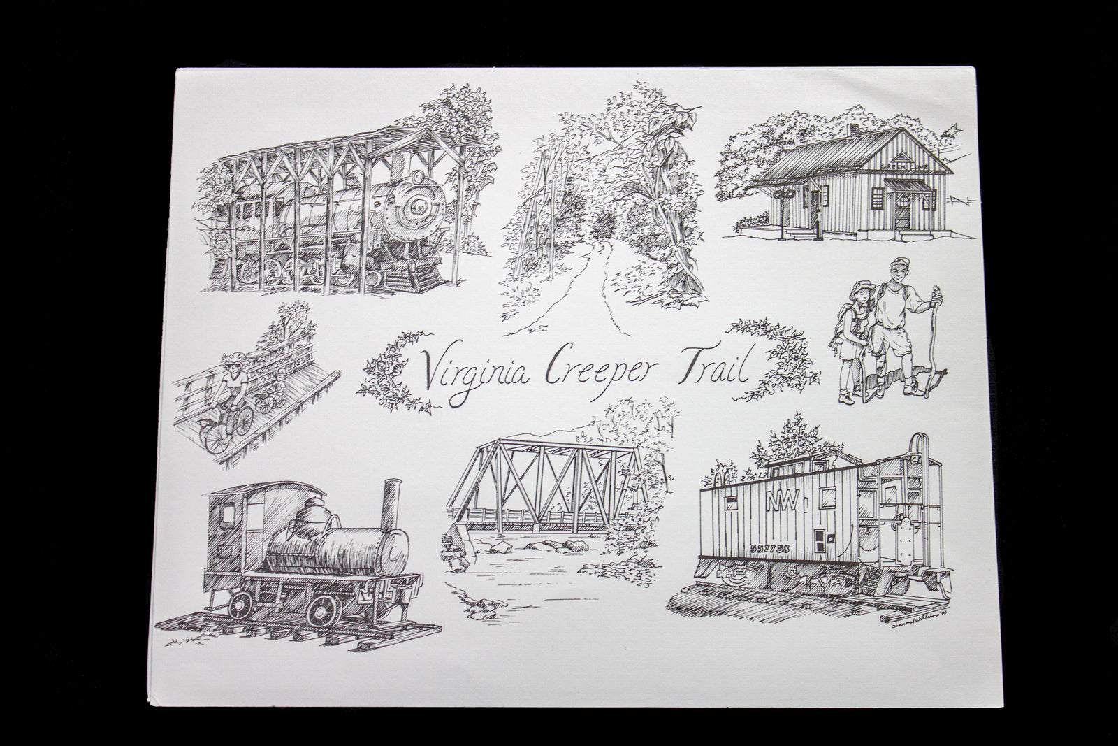 VA Creeper Trail Print (Black/White)