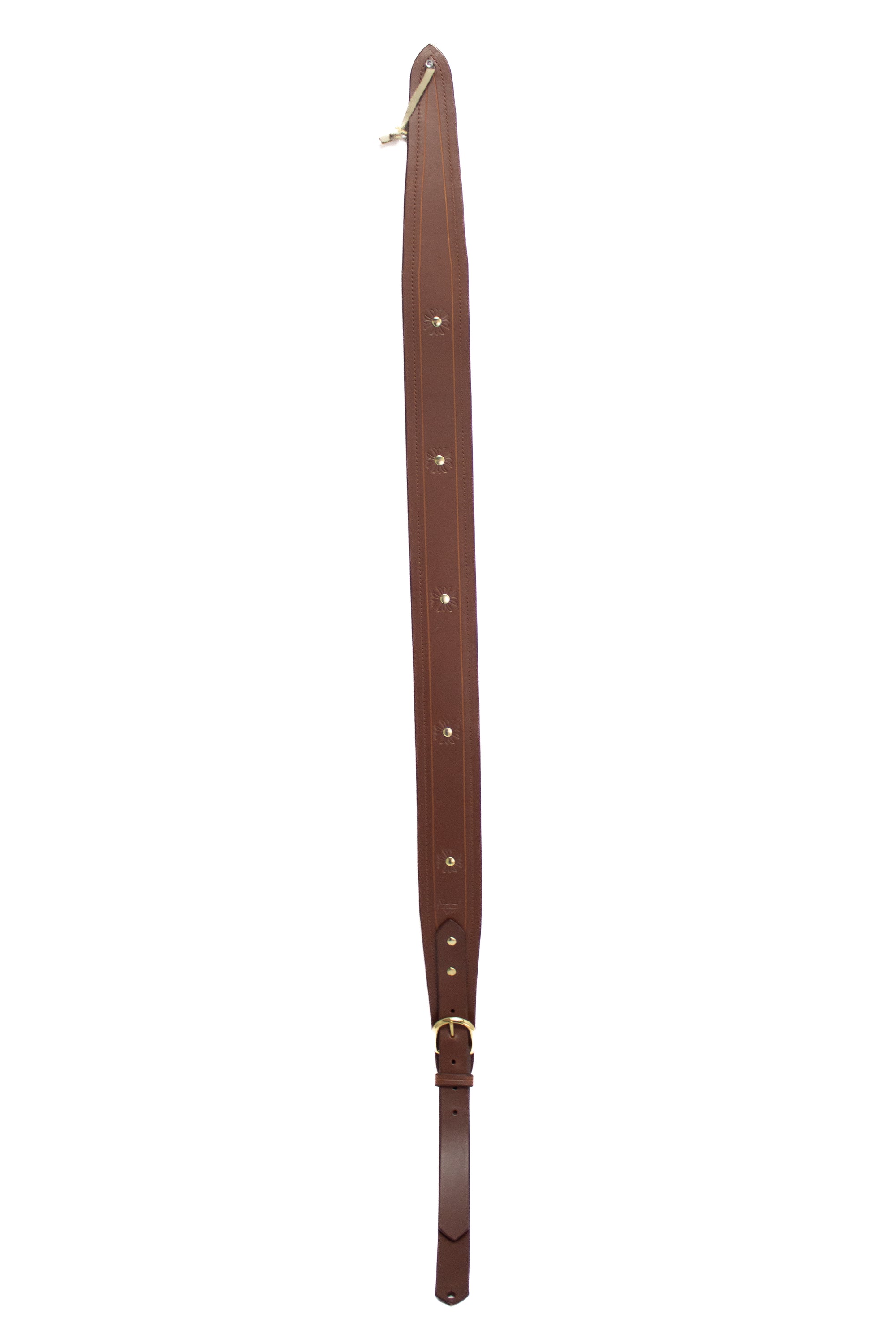 Leather Guitar Strap (Brown/Gold/Stamp)