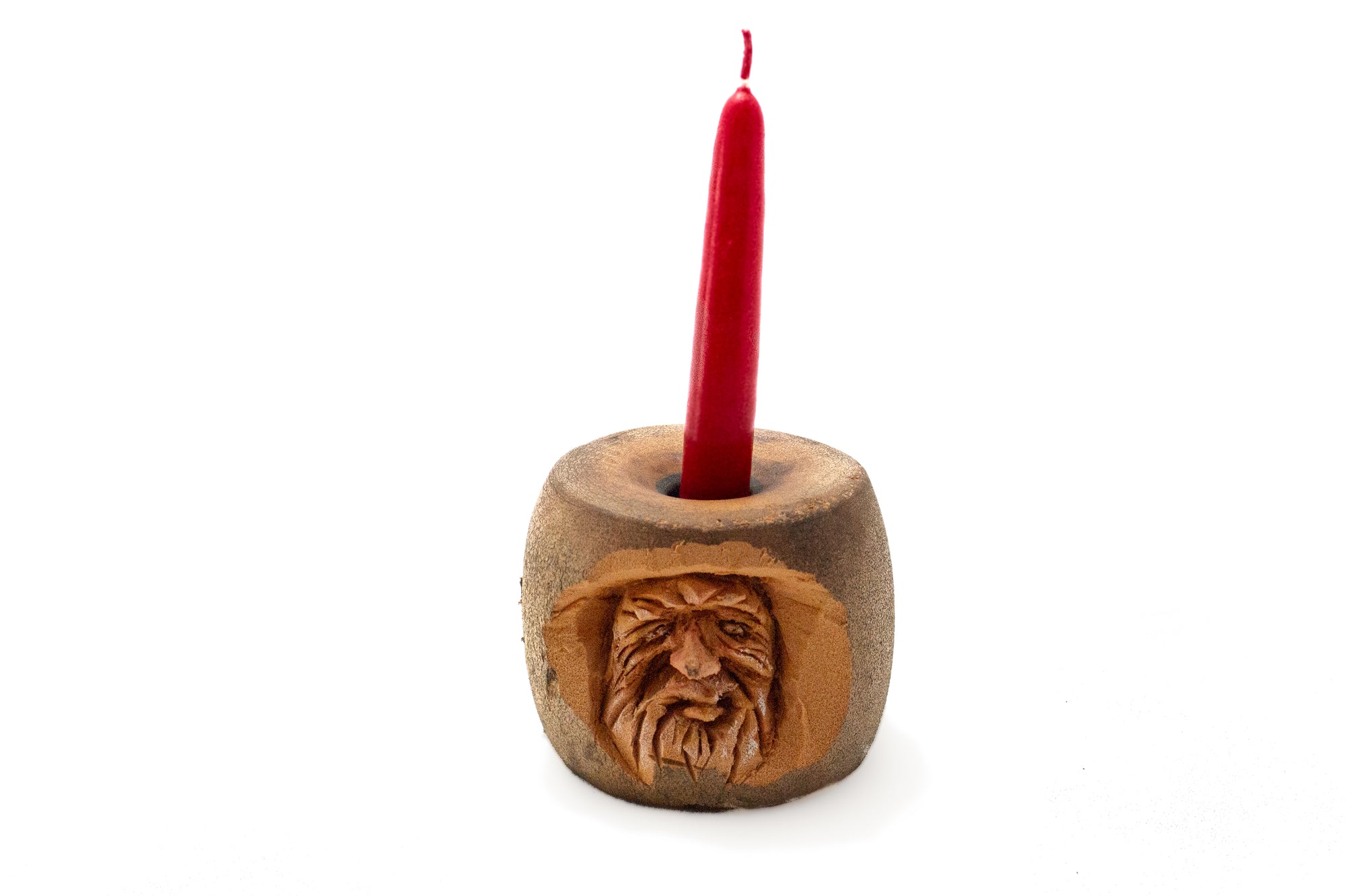 Cork Face Candle Holder Carving