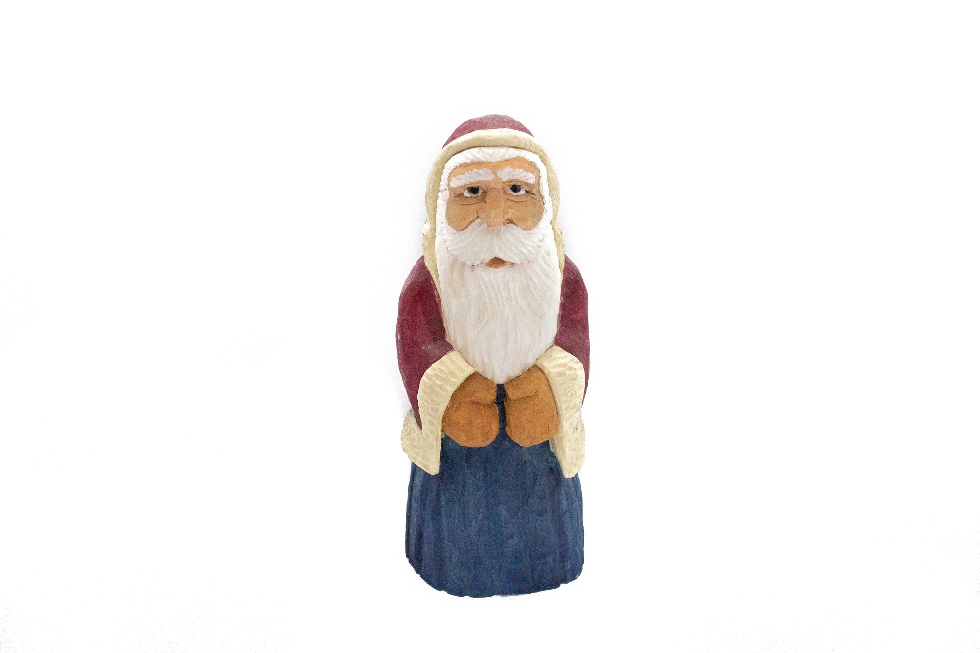 Wooden Figure Old World Santa - Blue and Red