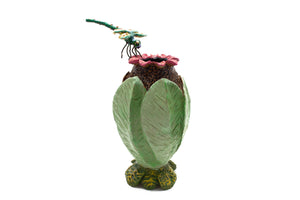 Carved Dragonfly and Flower Vase