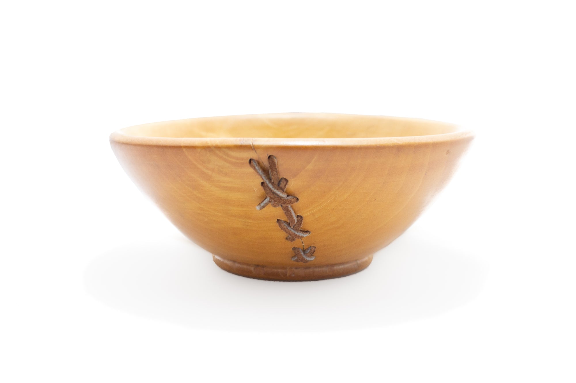 Wooden Bowl with Leather Stitch