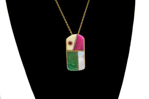 110 Silver and Mosaic Gemstone Necklace