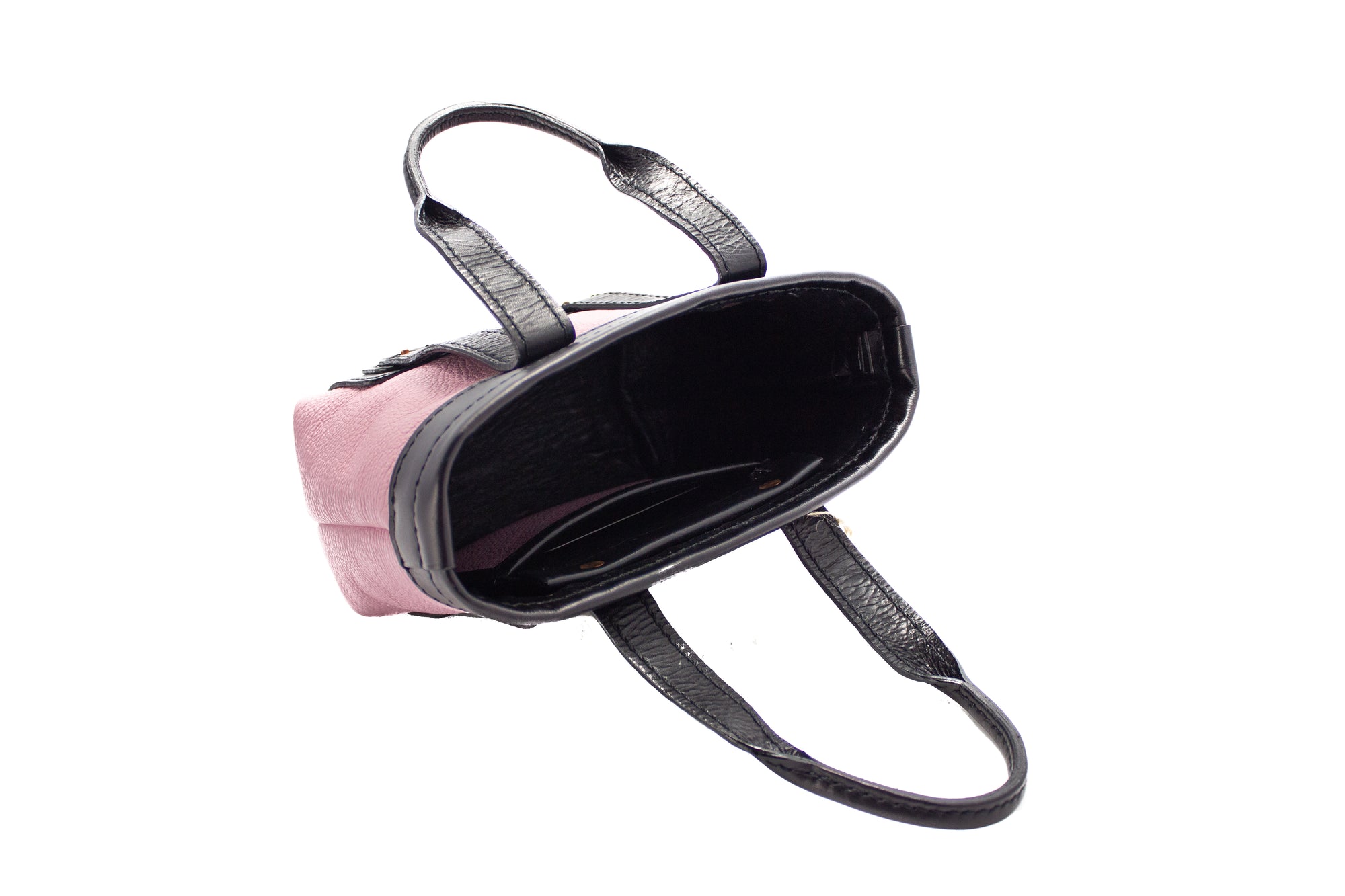 Leather Tote (Black & Pink)