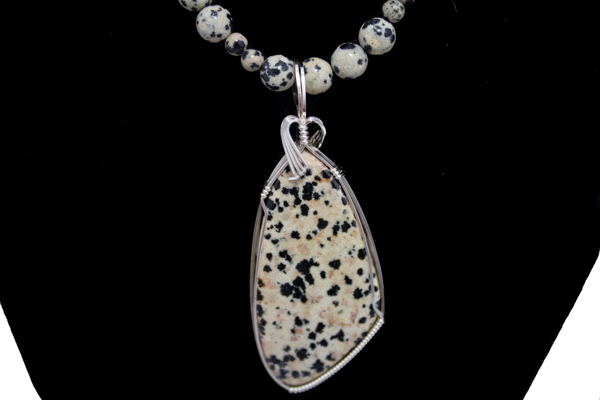 Dalmatian Jasper Necklace and Earring Set
