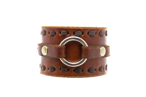 Leather Cuff w/Ring (Brown)