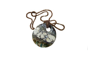 Large Round Pebble Pendant w/Copper Chain
