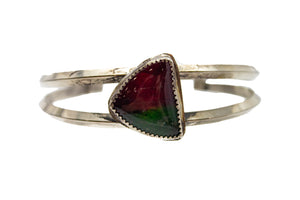 Silver/ Red green stones bracelet