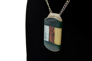 Silver -Green Mosaic Necklace