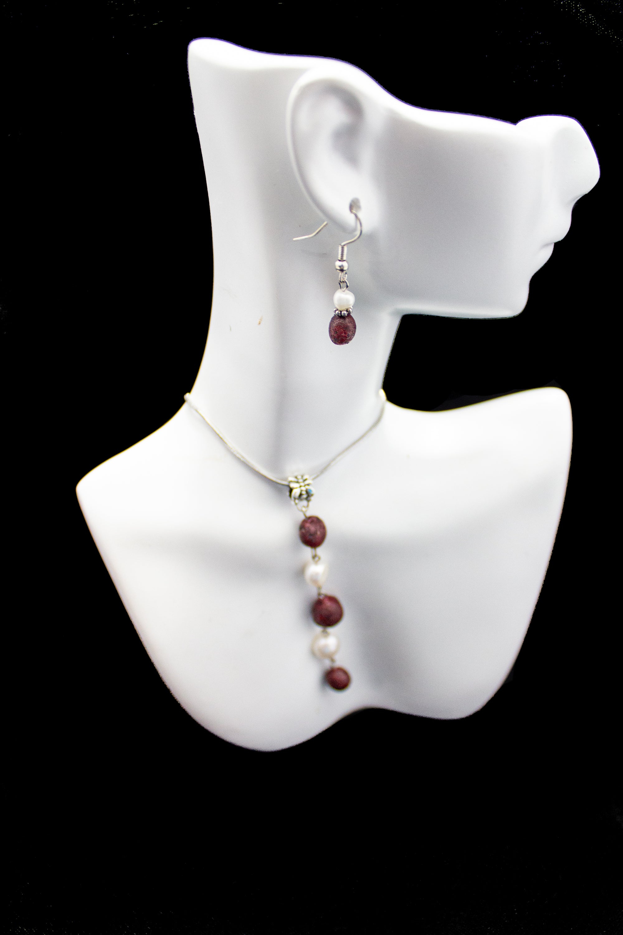 Rose Bead Necklace & Earring Set