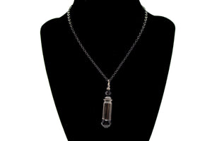 Black Glass Bullet Necklace (30" Chain)