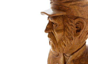 Large Civil War Bust Wood Carving