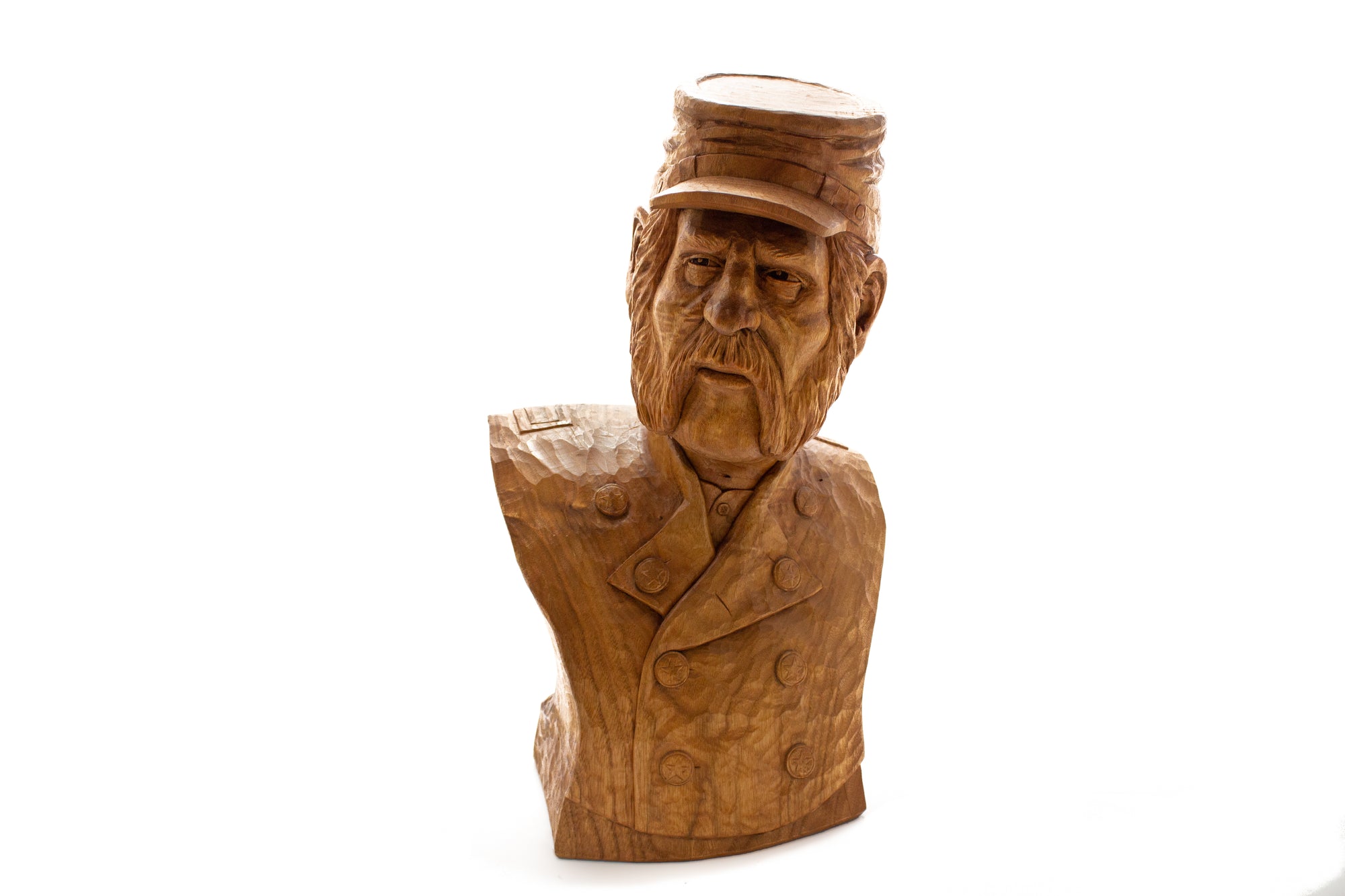 Large Civil War Bust Wood Carving (Pick Up or In Person Purchase Only)